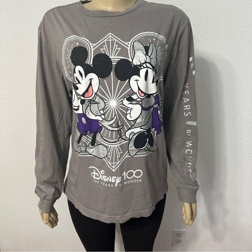 Disney Parks 100th‎ Anniversary Mickey Minnie Mouse Long Sleeve Shirt Adults Med